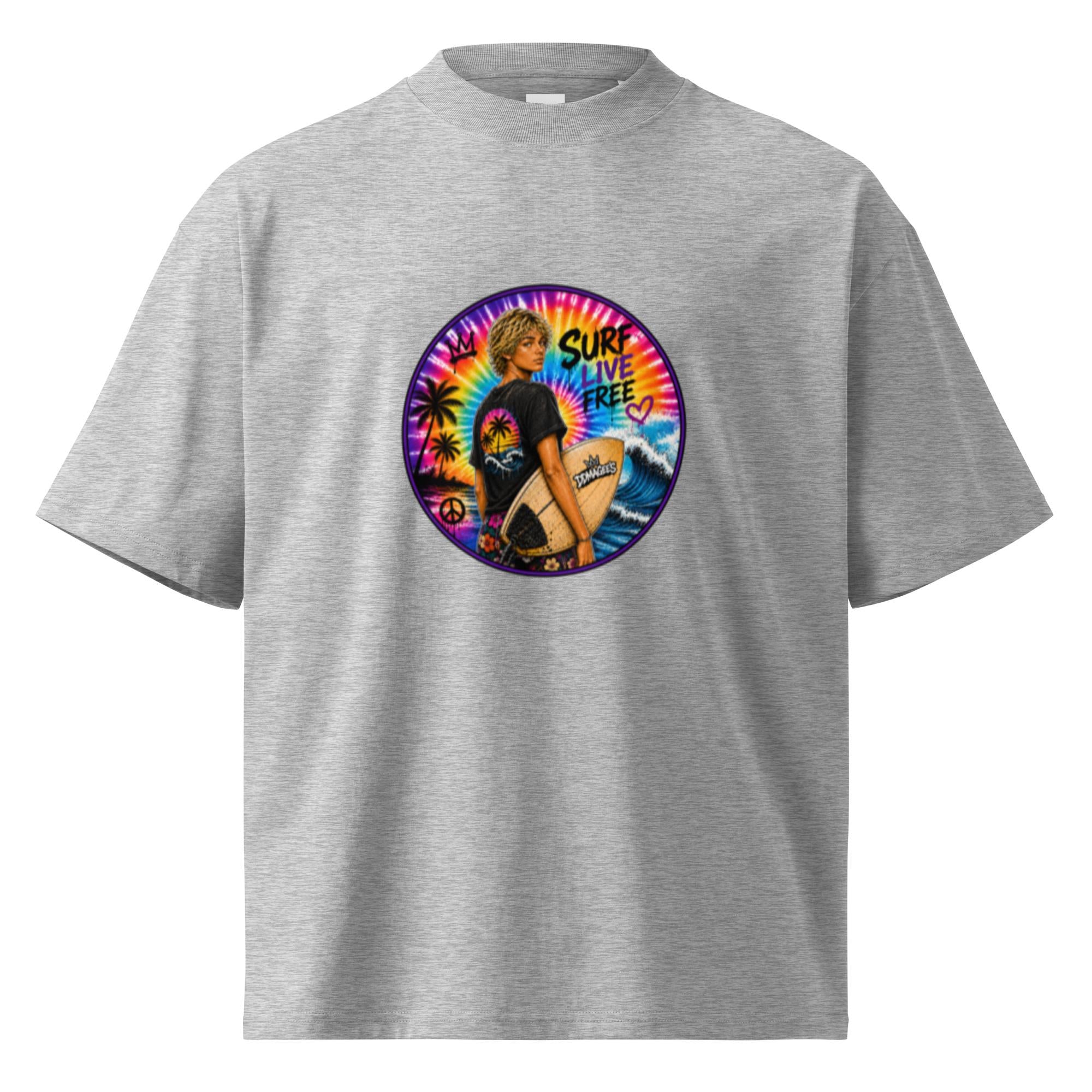 DDMaGee's Surfer Dude Unisex organic oversized high neck t-shirt