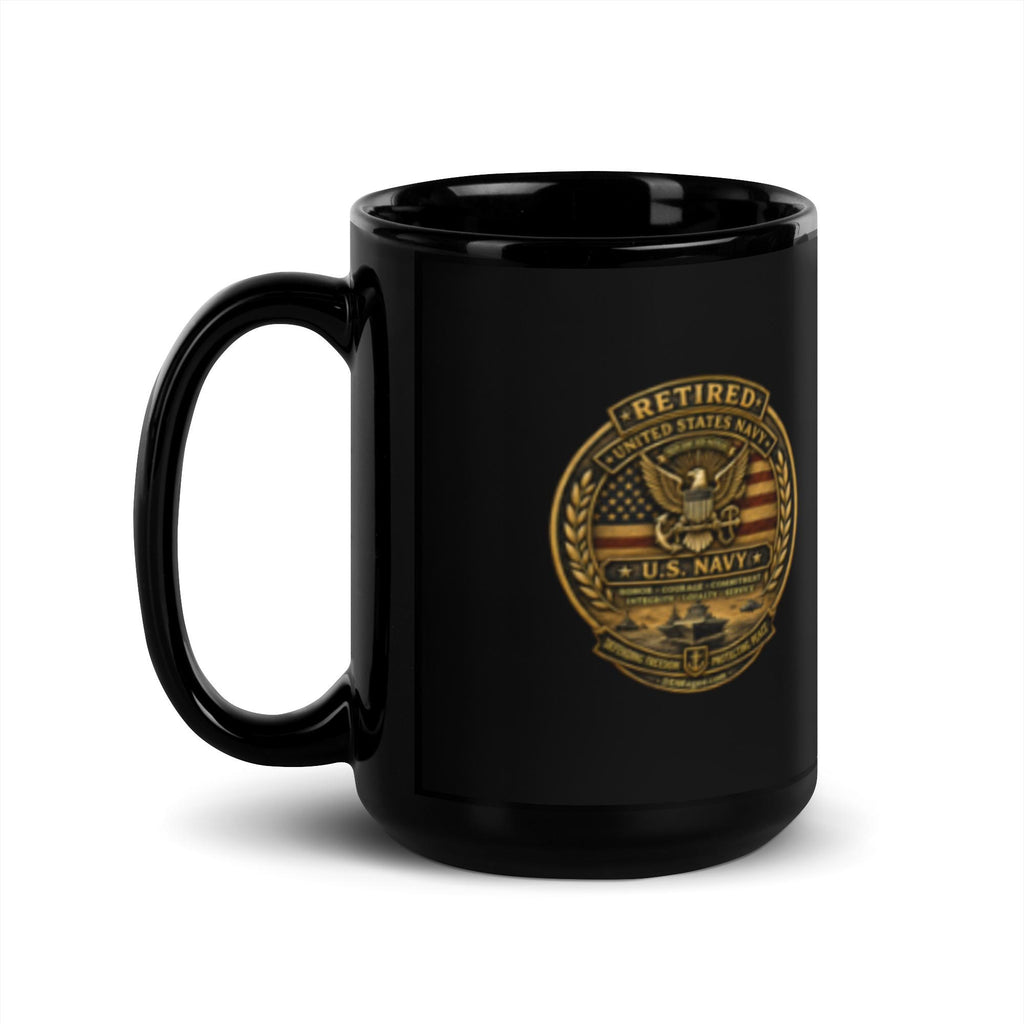 DDMagee's Retired US Navy Black Glossy Mug