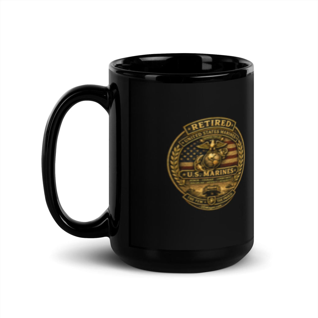 DDMagee's Retired US Marines Black Glossy Mug