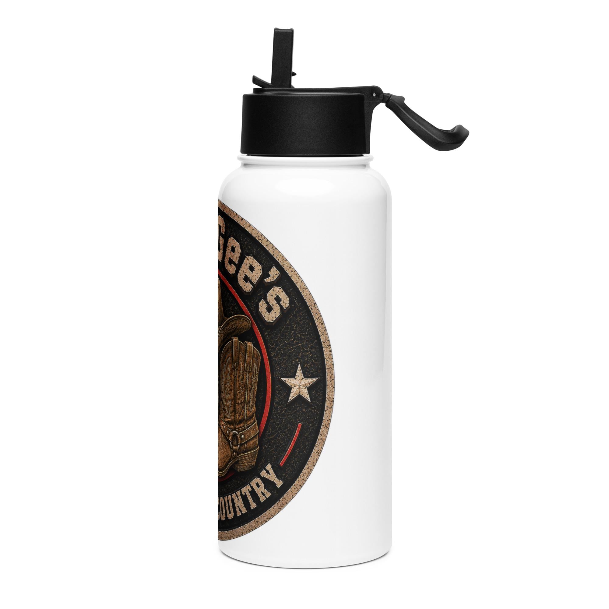 DDMaGee's American Country Stainless steel water bottle with a straw lid