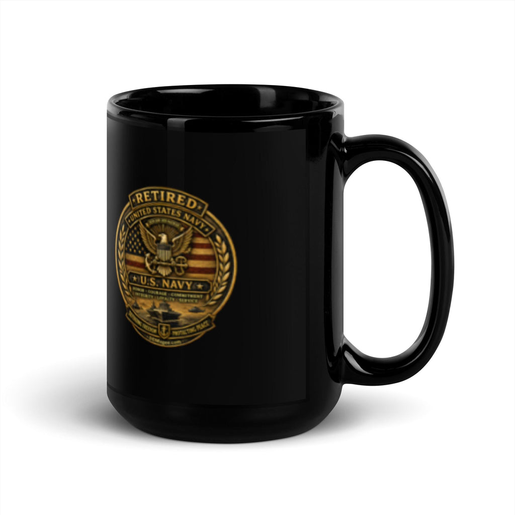 DDMagee's Retired US Navy Black Glossy Mug