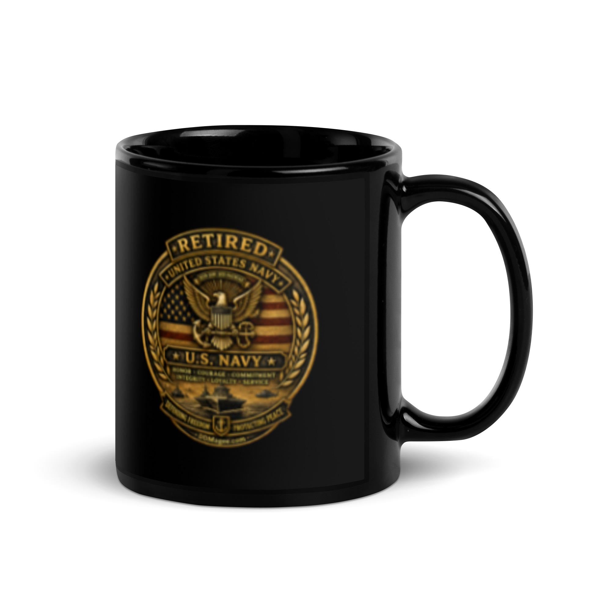 DDMagee's Retired US Navy Black Glossy Mug
