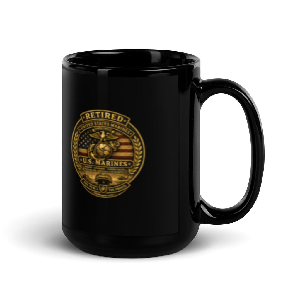 DDMagee's Retired US Marines Black Glossy Mug