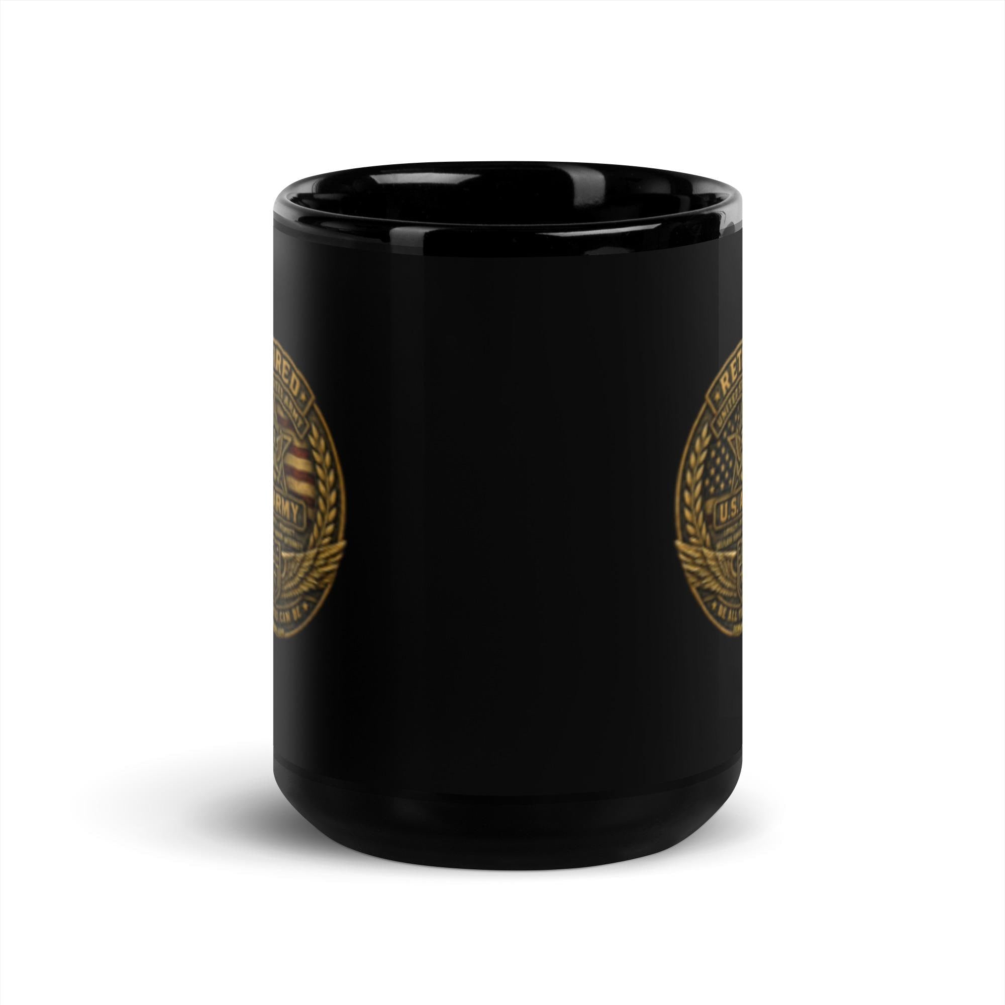 DDMagee's Retired Army Black Glossy Mug