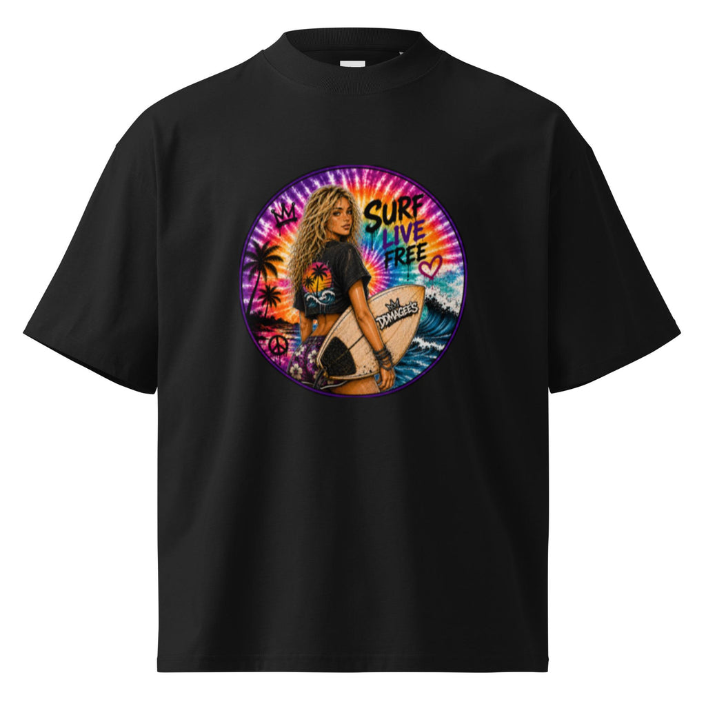 DDMaGee's Surfer Girl Unisex organic oversized high neck t-shirt