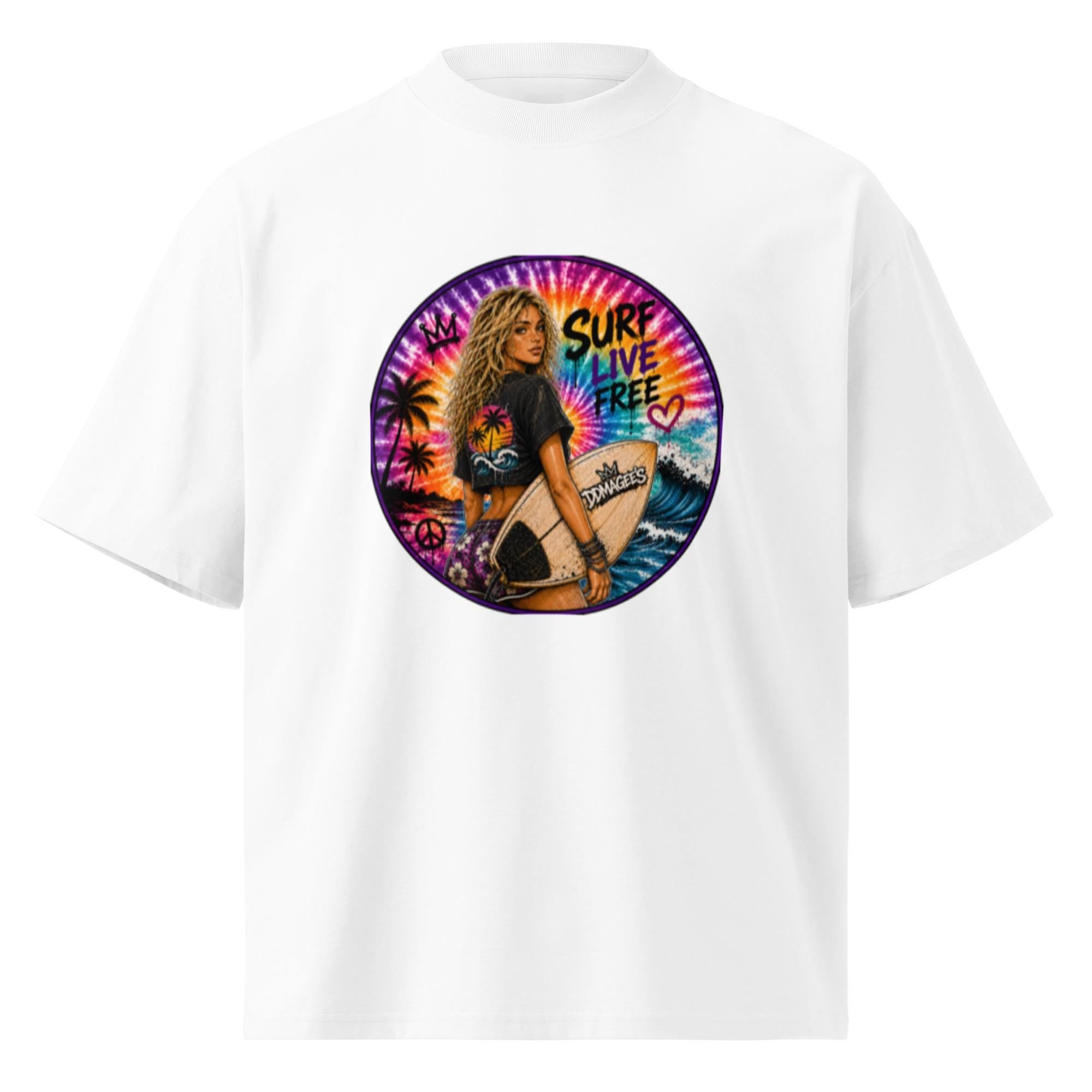 DDMaGee's Surfer Girl Unisex organic oversized high neck t-shirt