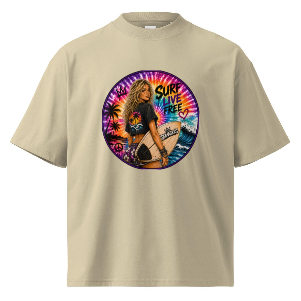 DDMaGee's Surfer Girl Unisex organic oversized high neck t-shirt
