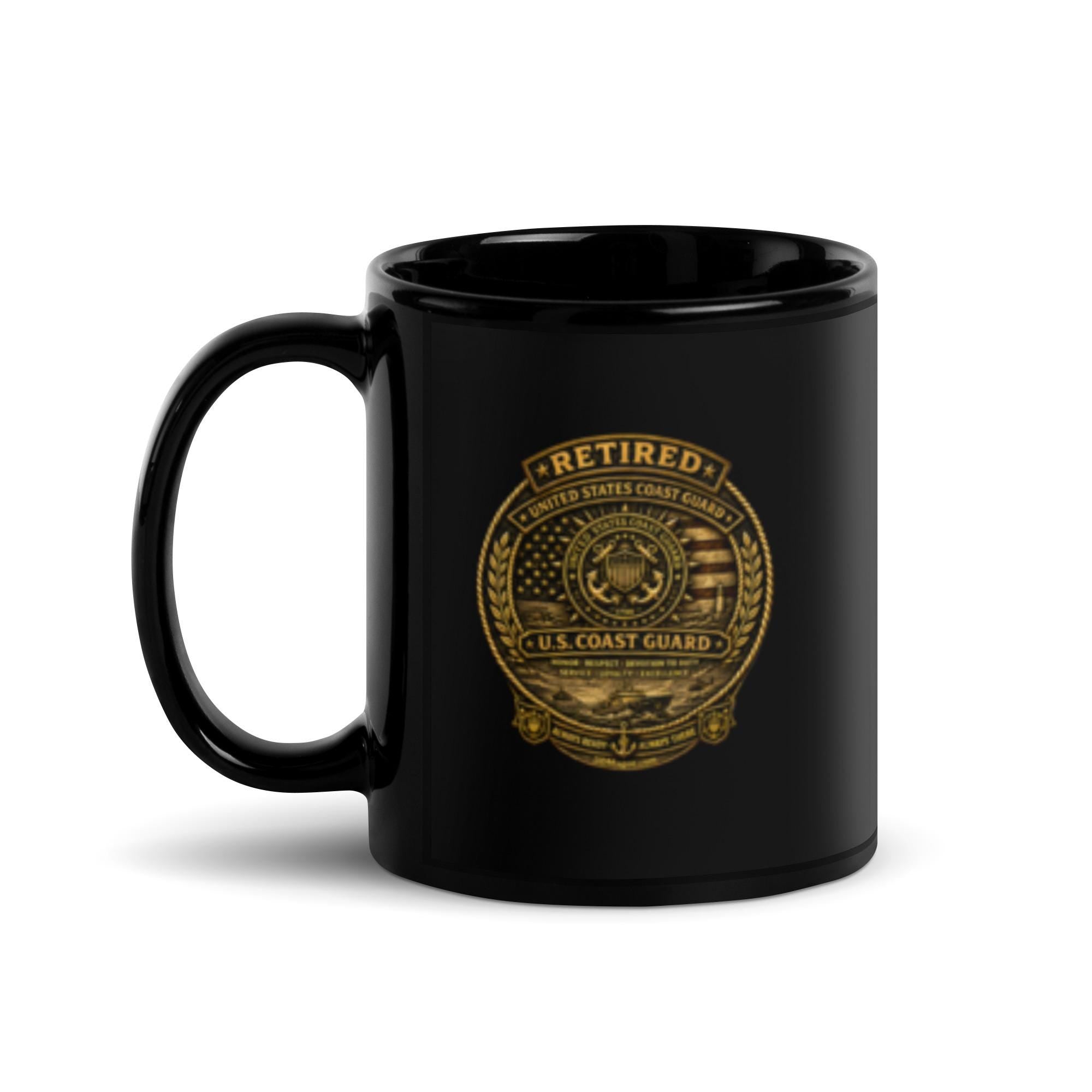 DDMagee's Retired Coast guard Black Glossy Mug