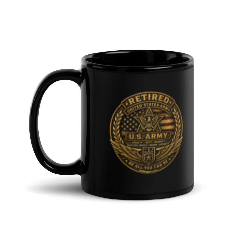 DDMagee's Retired Army Black Glossy Mug