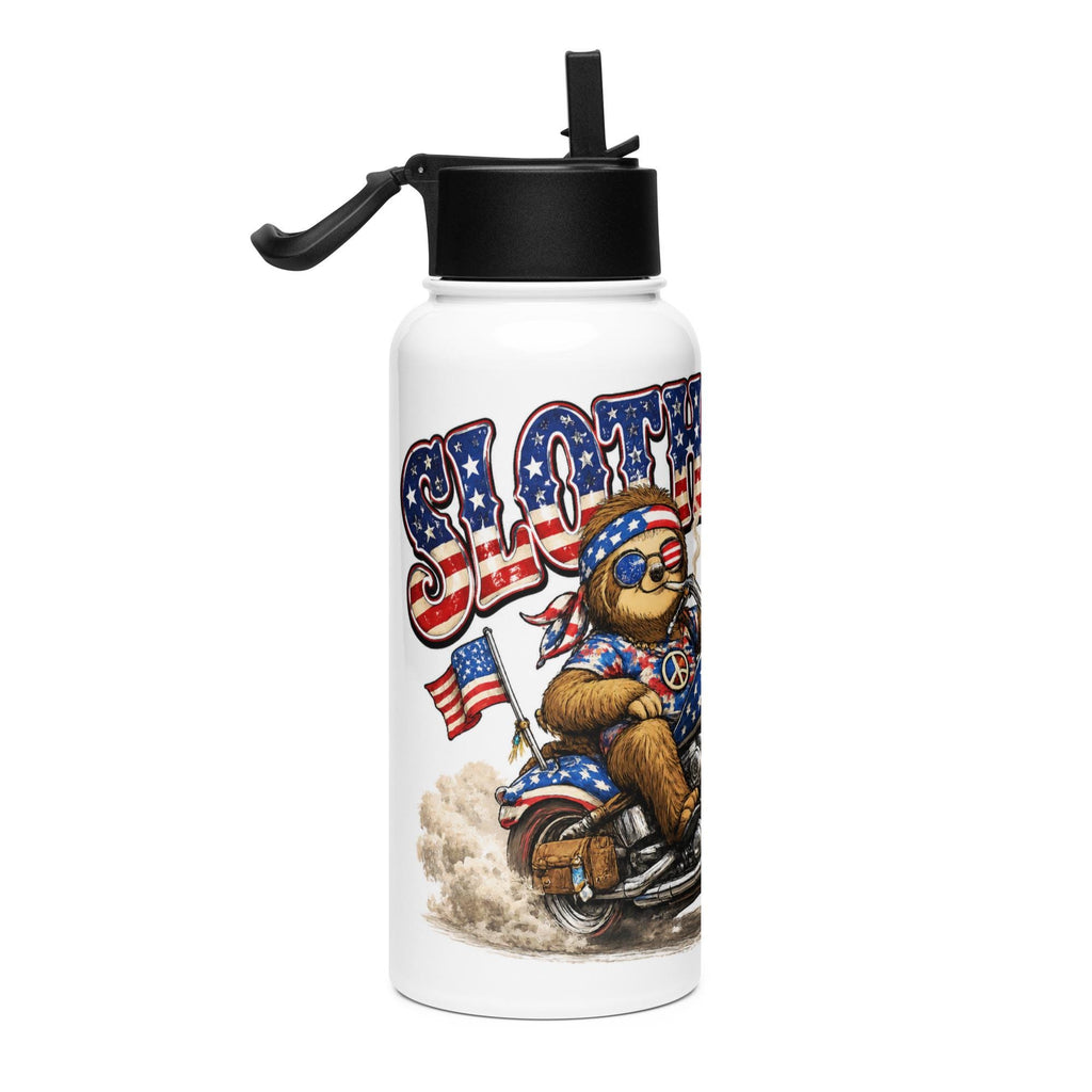 Sloth Stylin Stainless steel water bottle with a straw lid