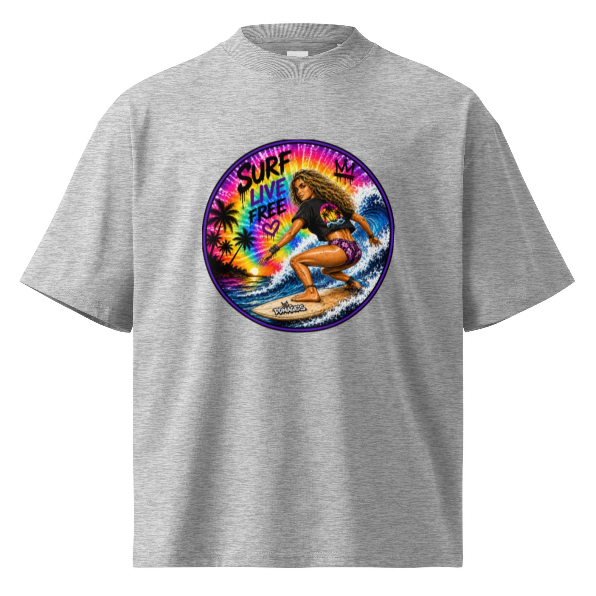 DDMaGee's Surfer Girl Unisex organic oversized high neck t-shirt