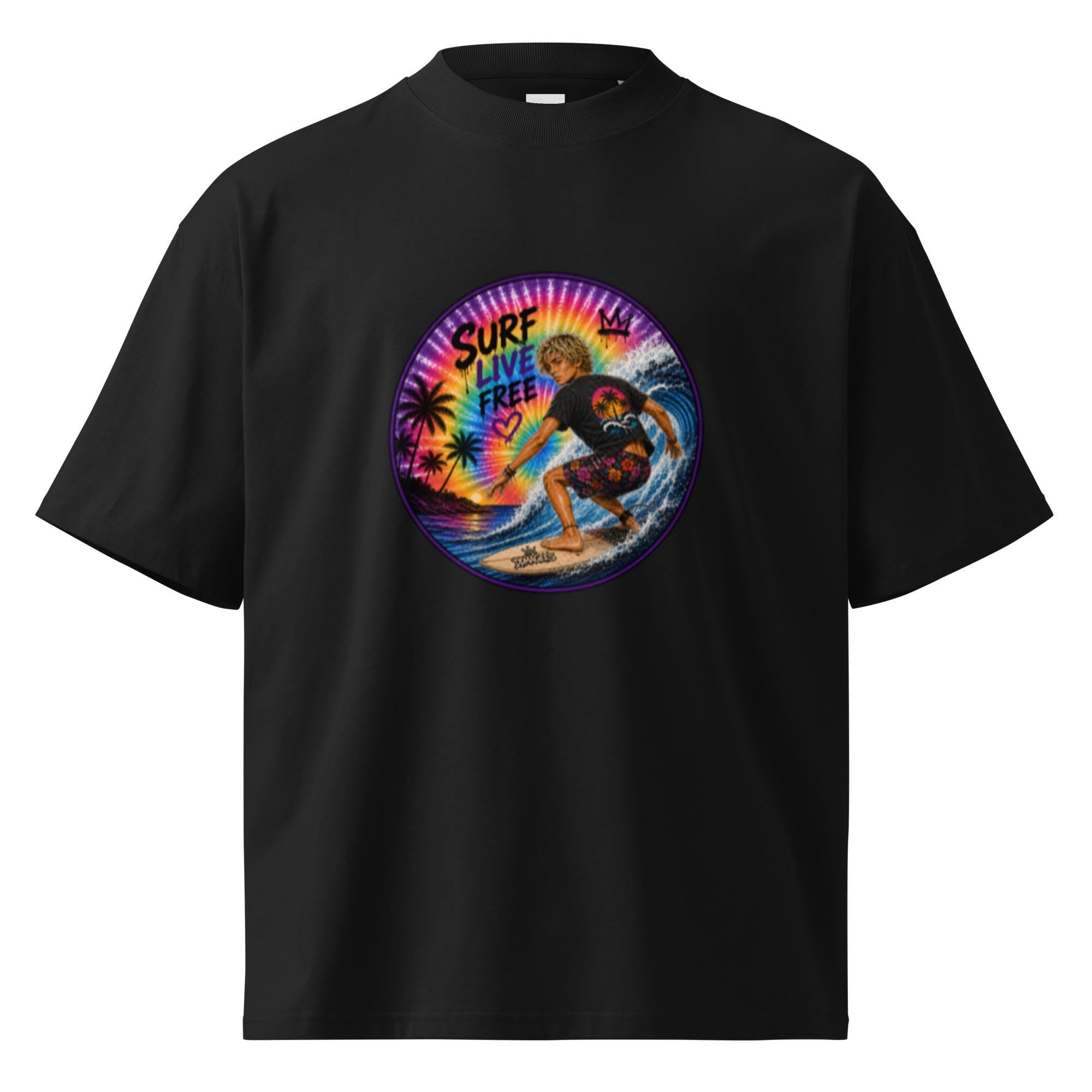 DDMaGee's Surfer Dude Unisex organic oversized high neck t-shirt