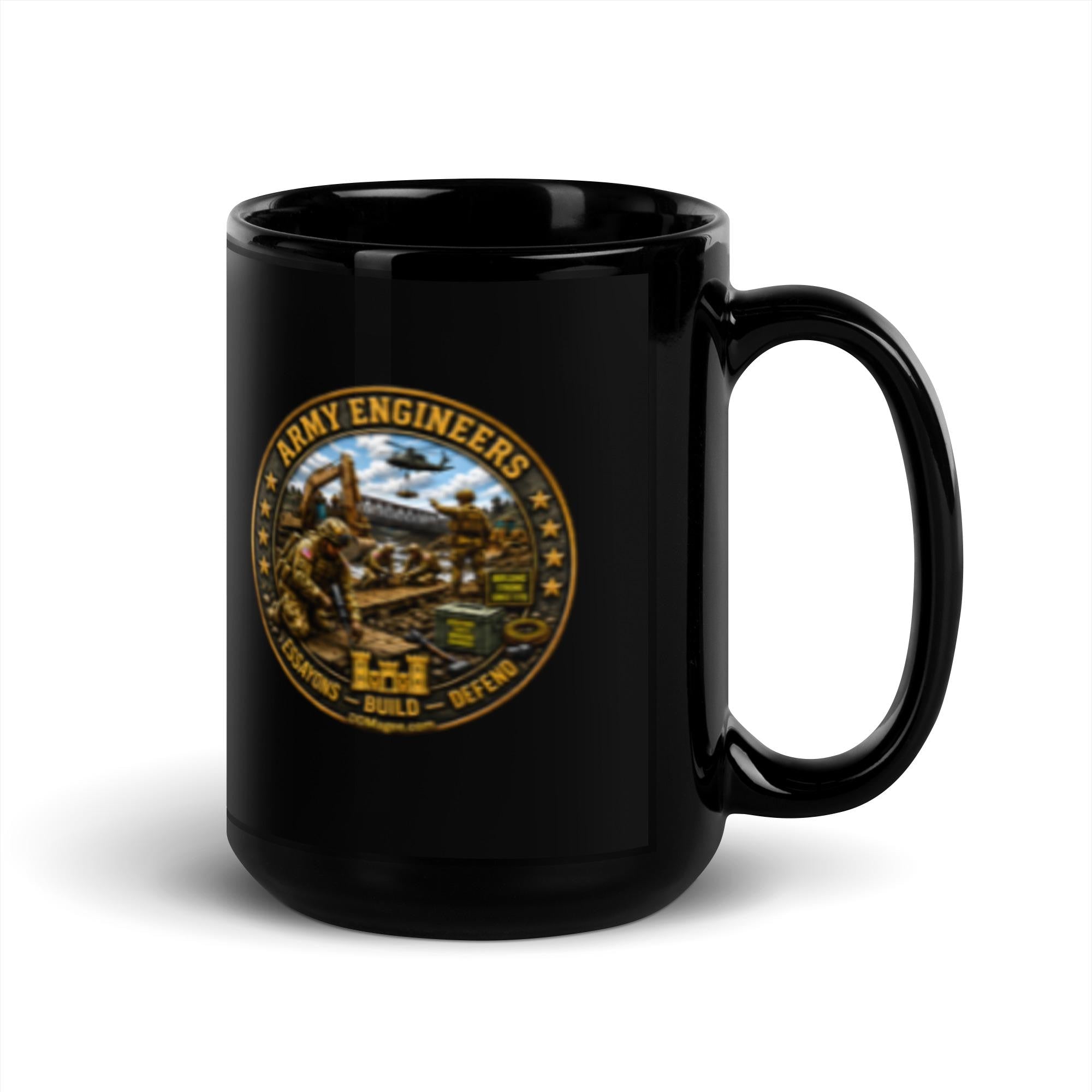 Army Engineers Black Glossy Mug