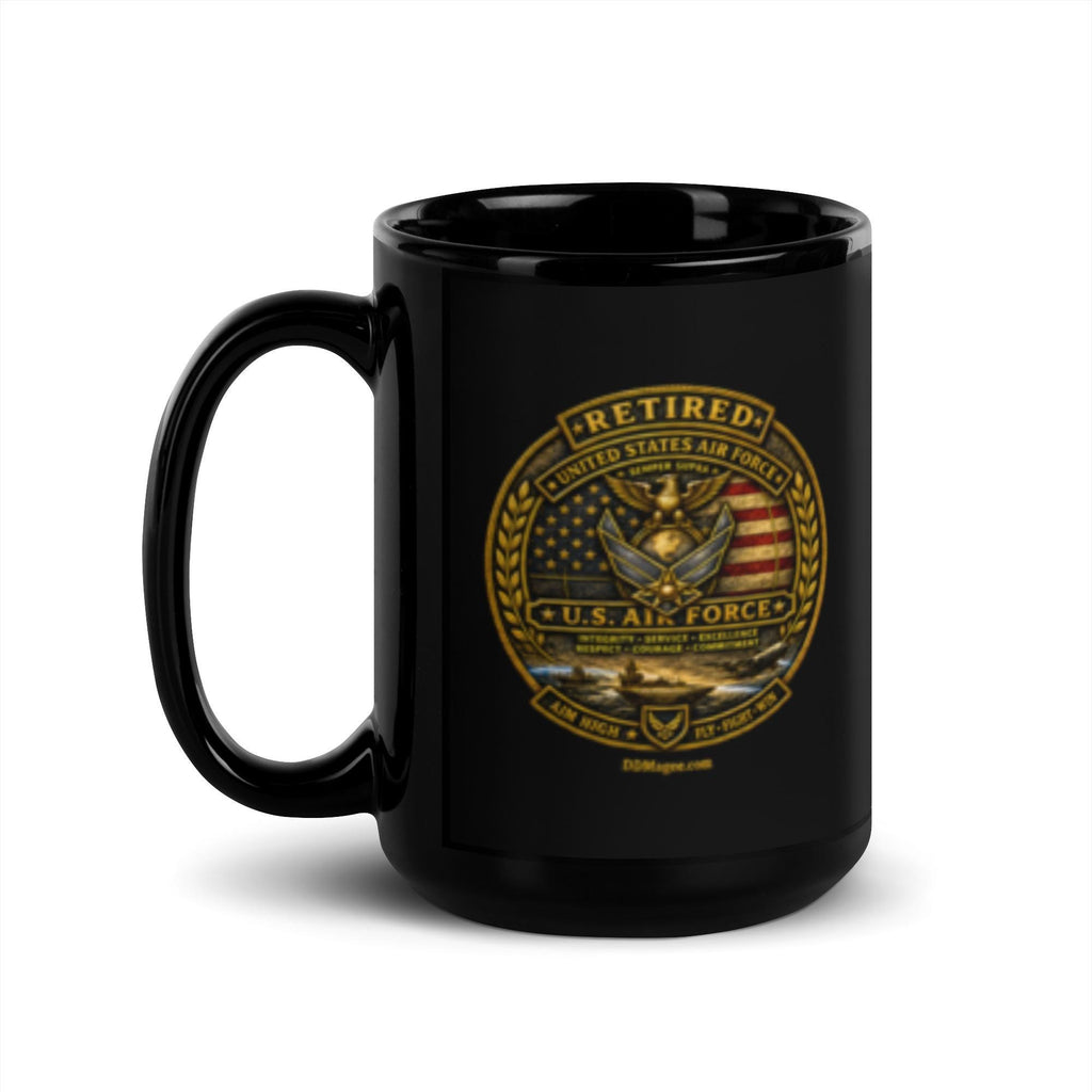 Retired US Air Force Mug Black Glossy Mug