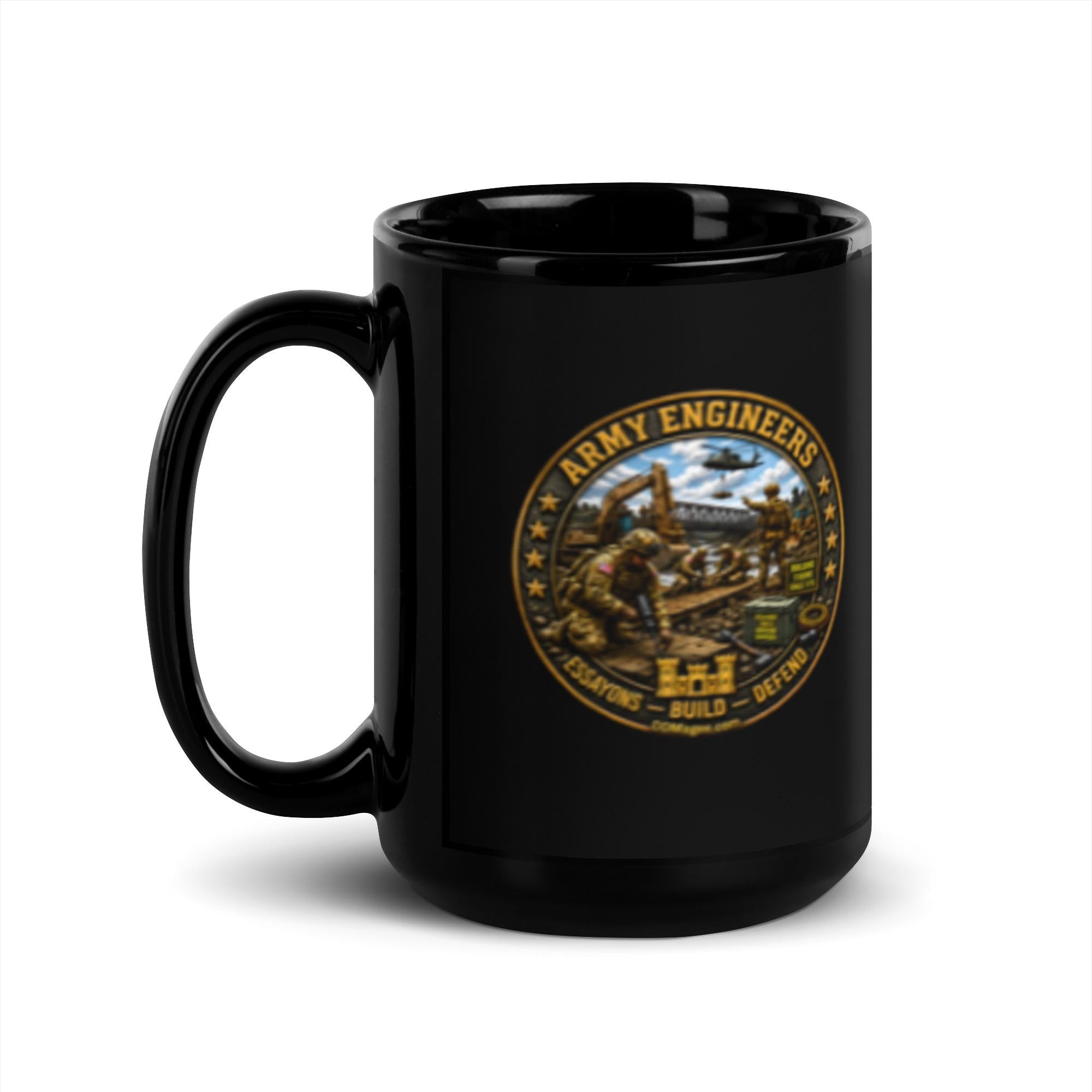 Army Engineers Black Glossy Mug