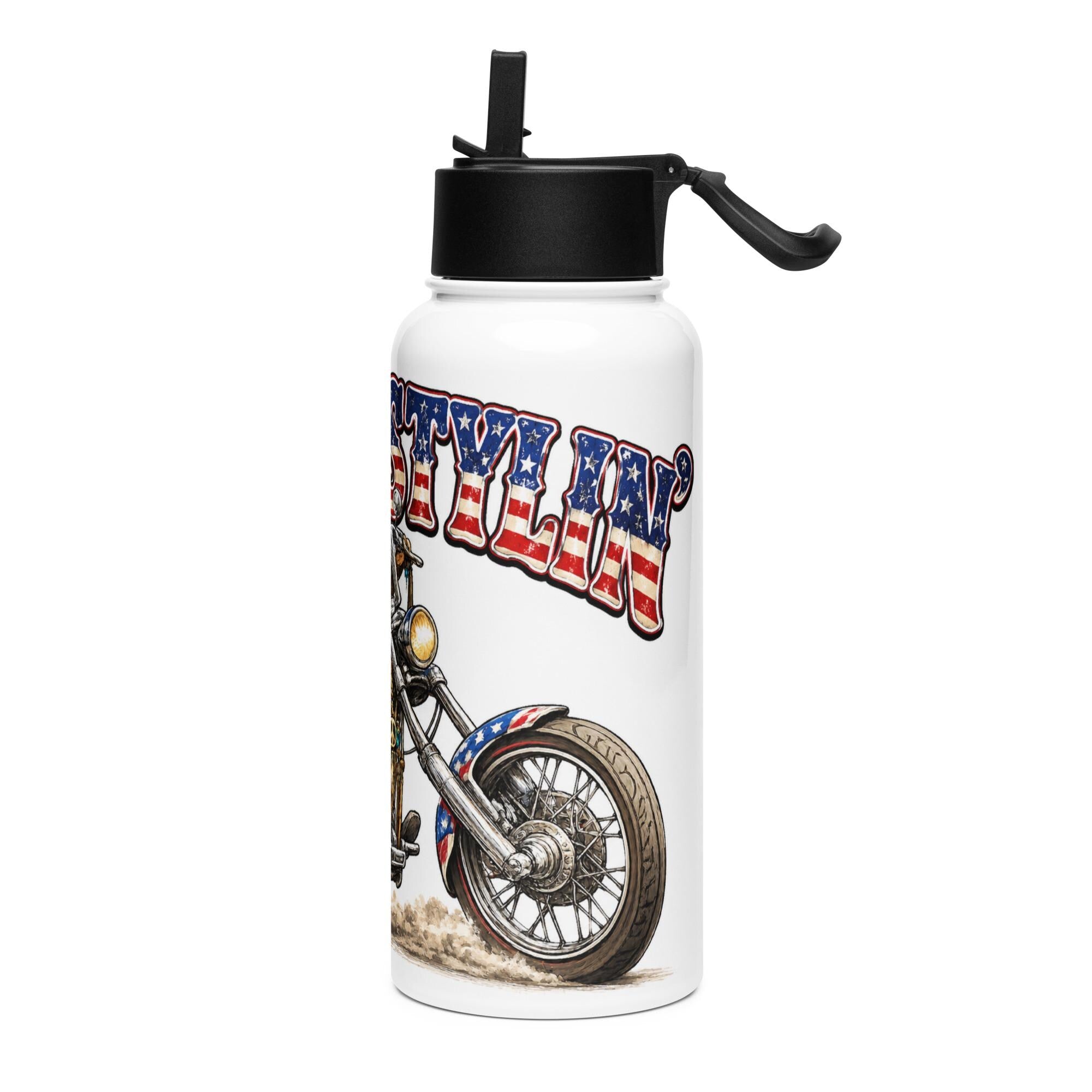 Sloth Stylin Stainless steel water bottle with a straw lid