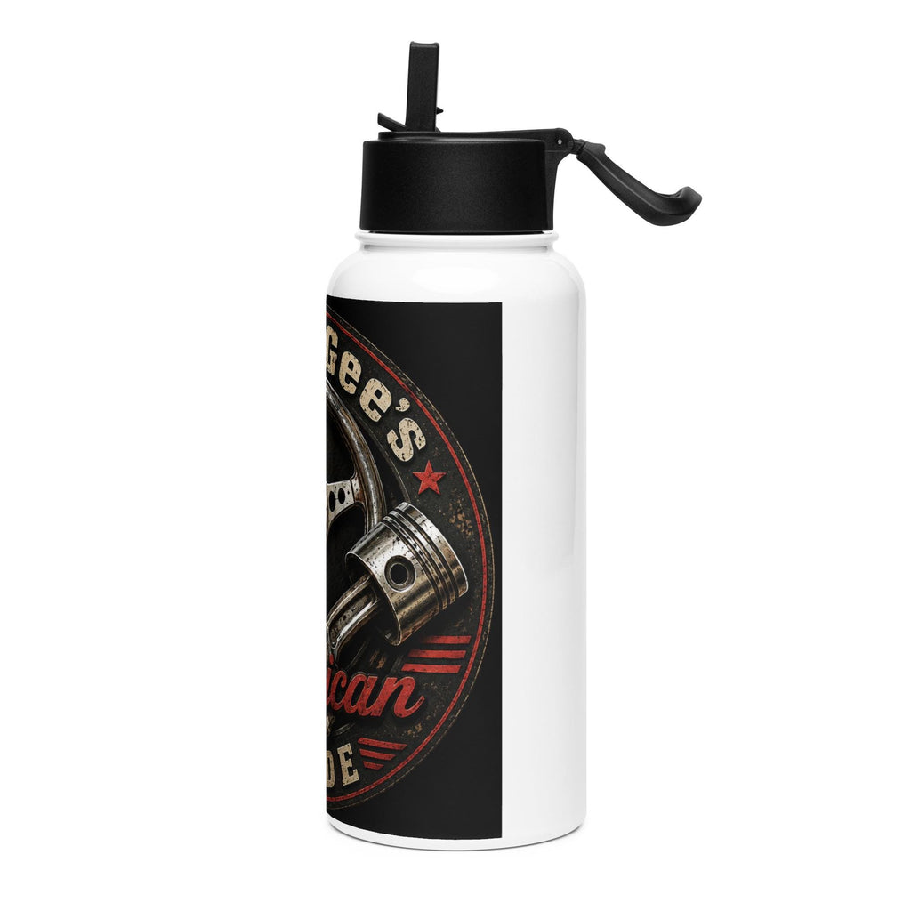 DDMaGee's American Pride Stainless steel water bottle with a straw lid
