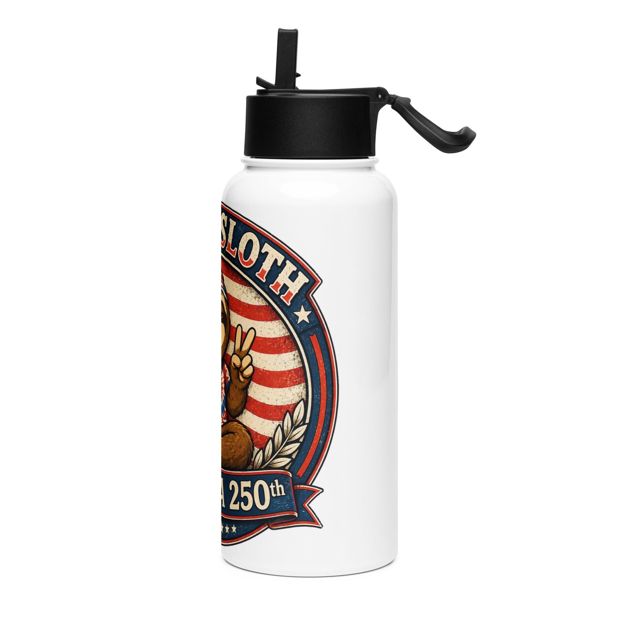 Be The Sloth America 250 Stainless steel water bottle with a straw lid