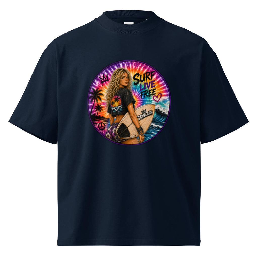 DDMaGee's Surfer Girl Unisex organic oversized high neck t-shirt