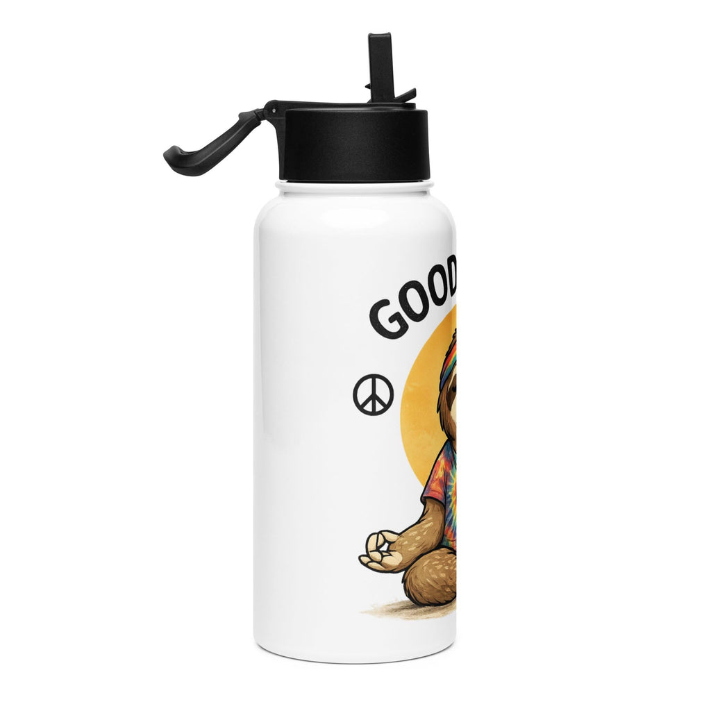Sloth Good Vibes Stainless steel water bottle with a straw lid