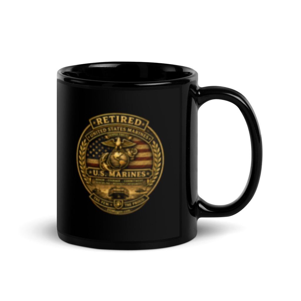 DDMagee's Retired US Marines Black Glossy Mug