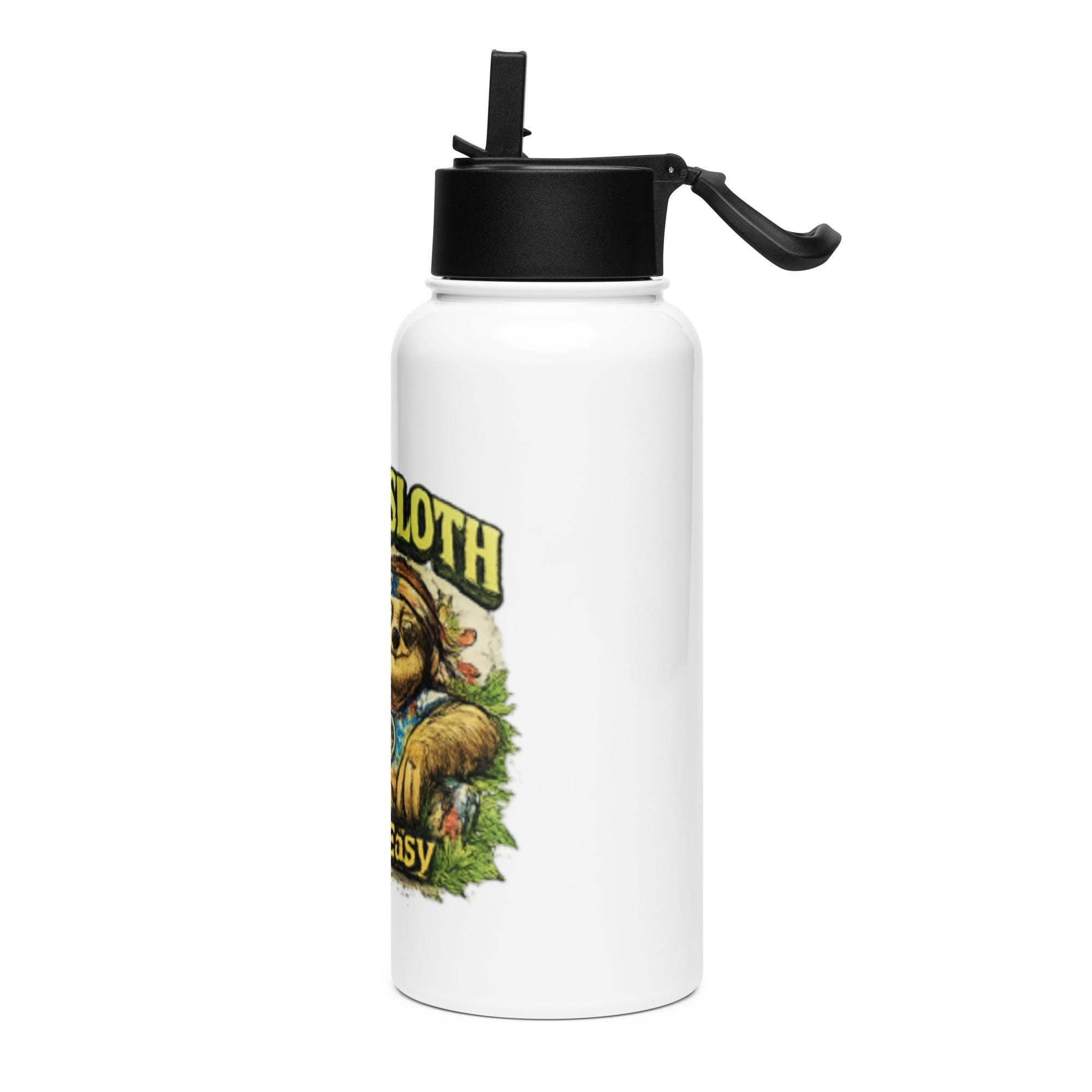Be The Sloth Take It Easy Stainless steel water bottle with a straw lid