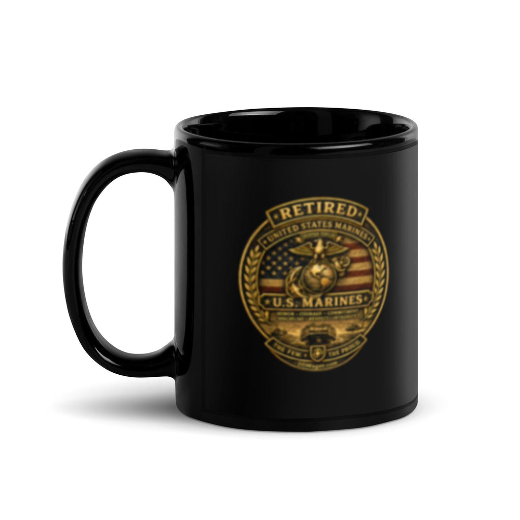 DDMagee's Retired US Marines Black Glossy Mug