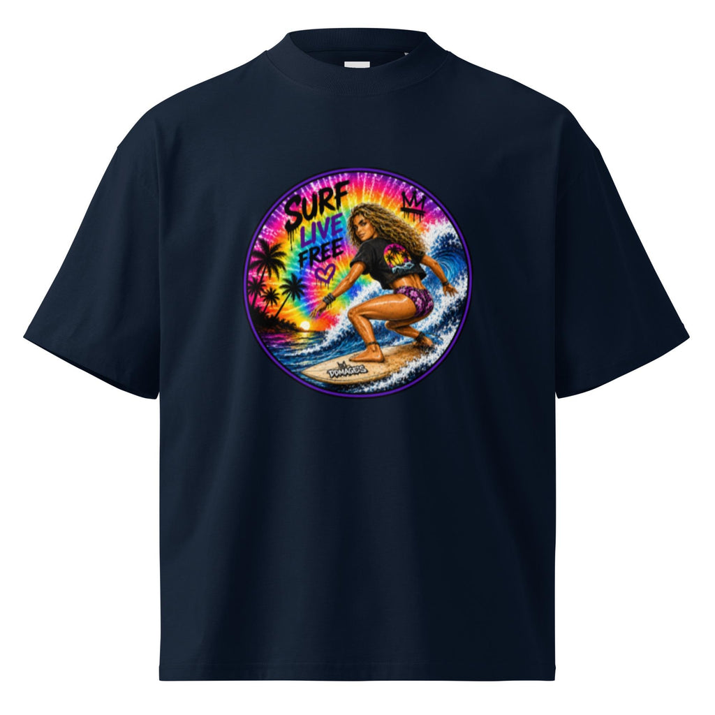 DDMaGee's Surfer Girl Unisex organic oversized high neck t-shirt