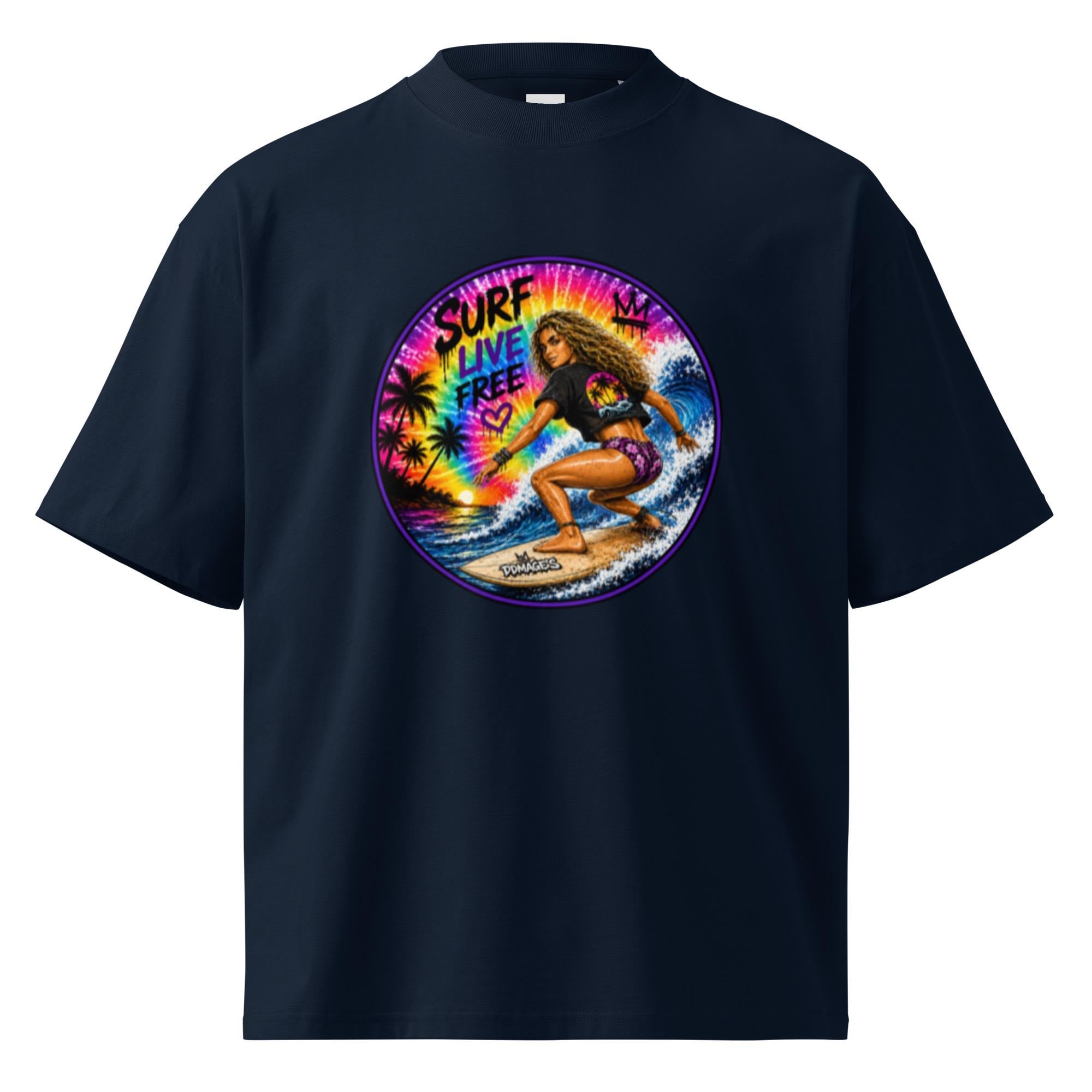 DDMaGee's Surfer Girl Unisex organic oversized high neck t-shirt