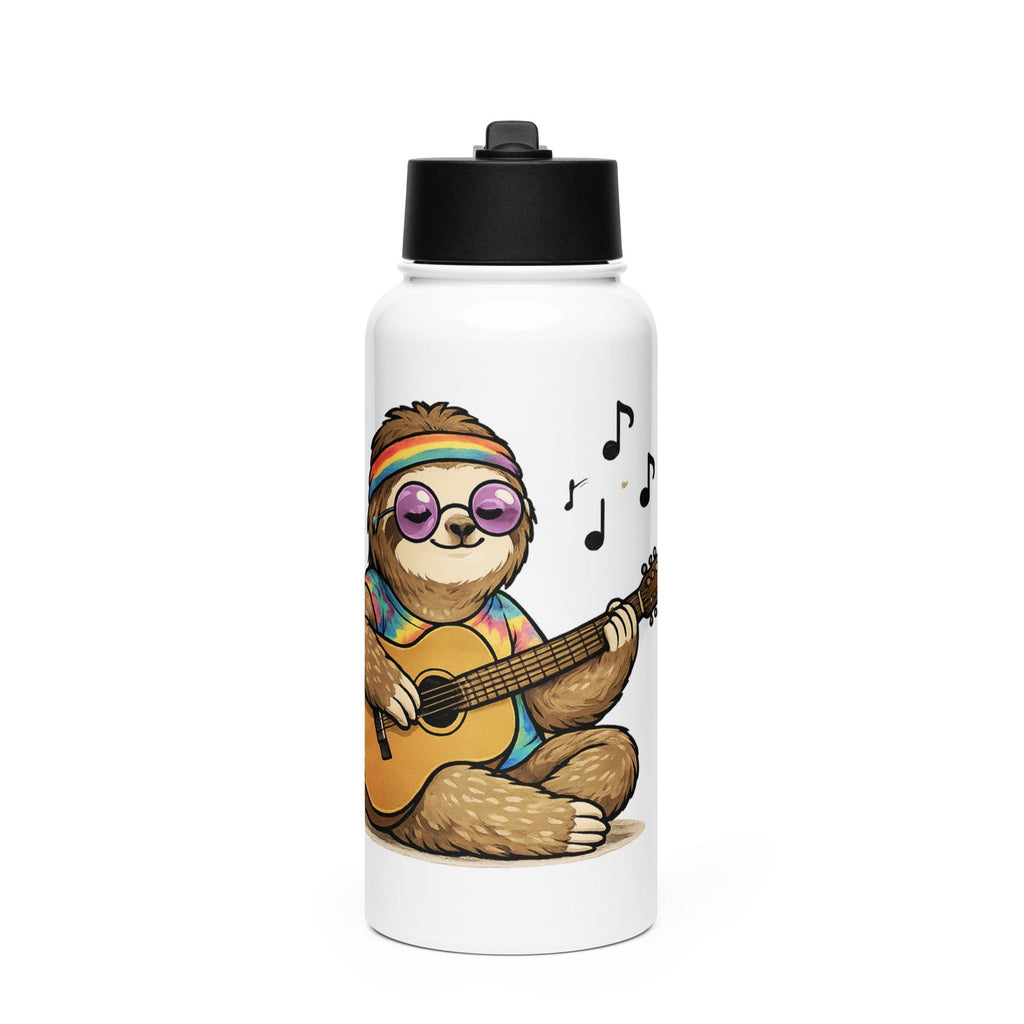 Sloth Guitar Stainless steel water bottle with a straw lid