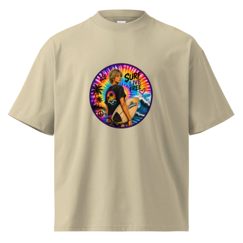 DDMaGee's Surfer Dude Unisex organic oversized high neck t-shirt