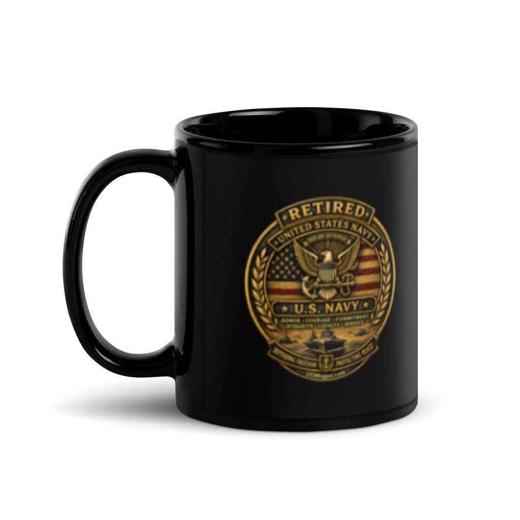 DDMagee's Retired US Navy Black Glossy Mug