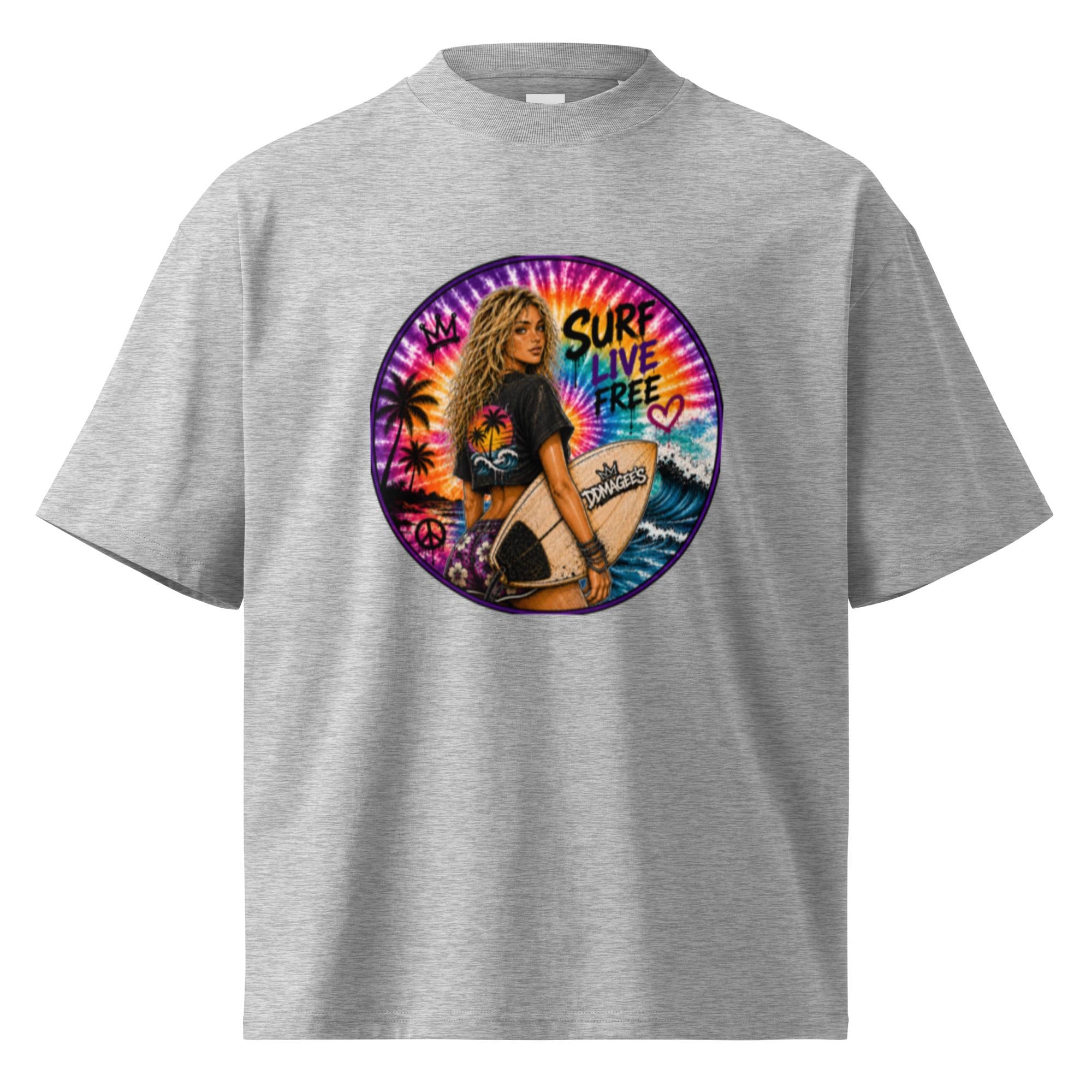 DDMaGee's Surfer Girl Unisex organic oversized high neck t-shirt