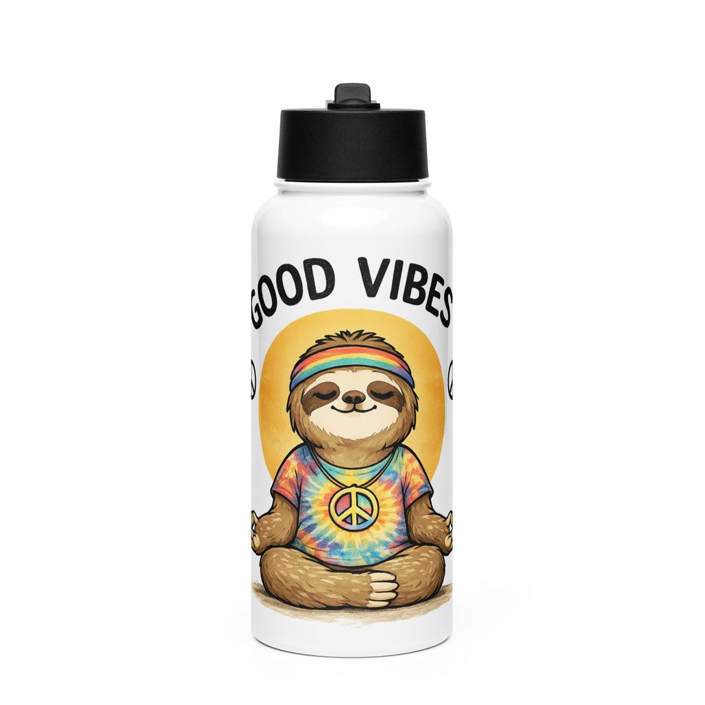 Sloth Good Vibes Stainless steel water bottle with a straw lid