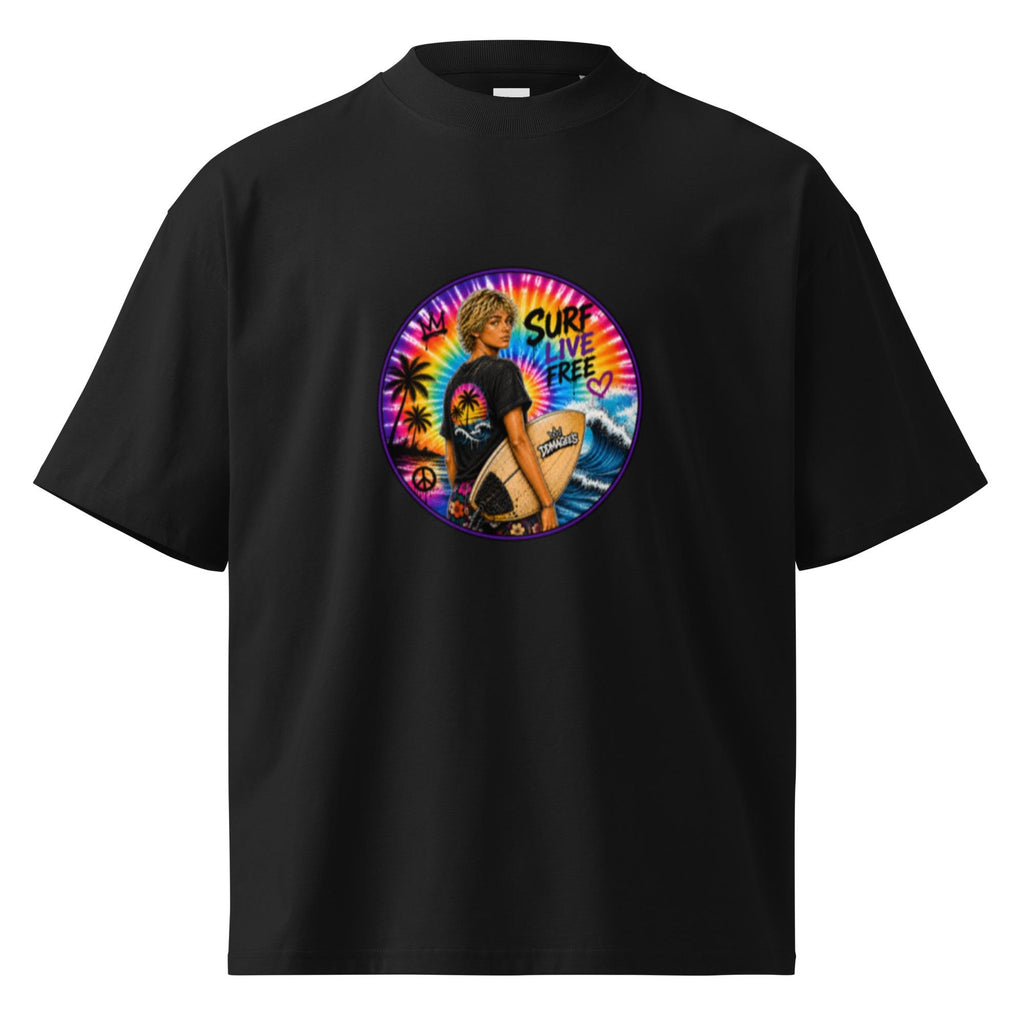 DDMaGee's Surfer Dude Unisex organic oversized high neck t-shirt