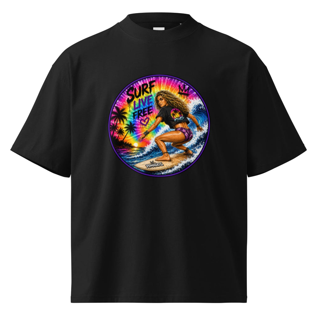 DDMaGee's Surfer Girl Unisex organic oversized high neck t-shirt
