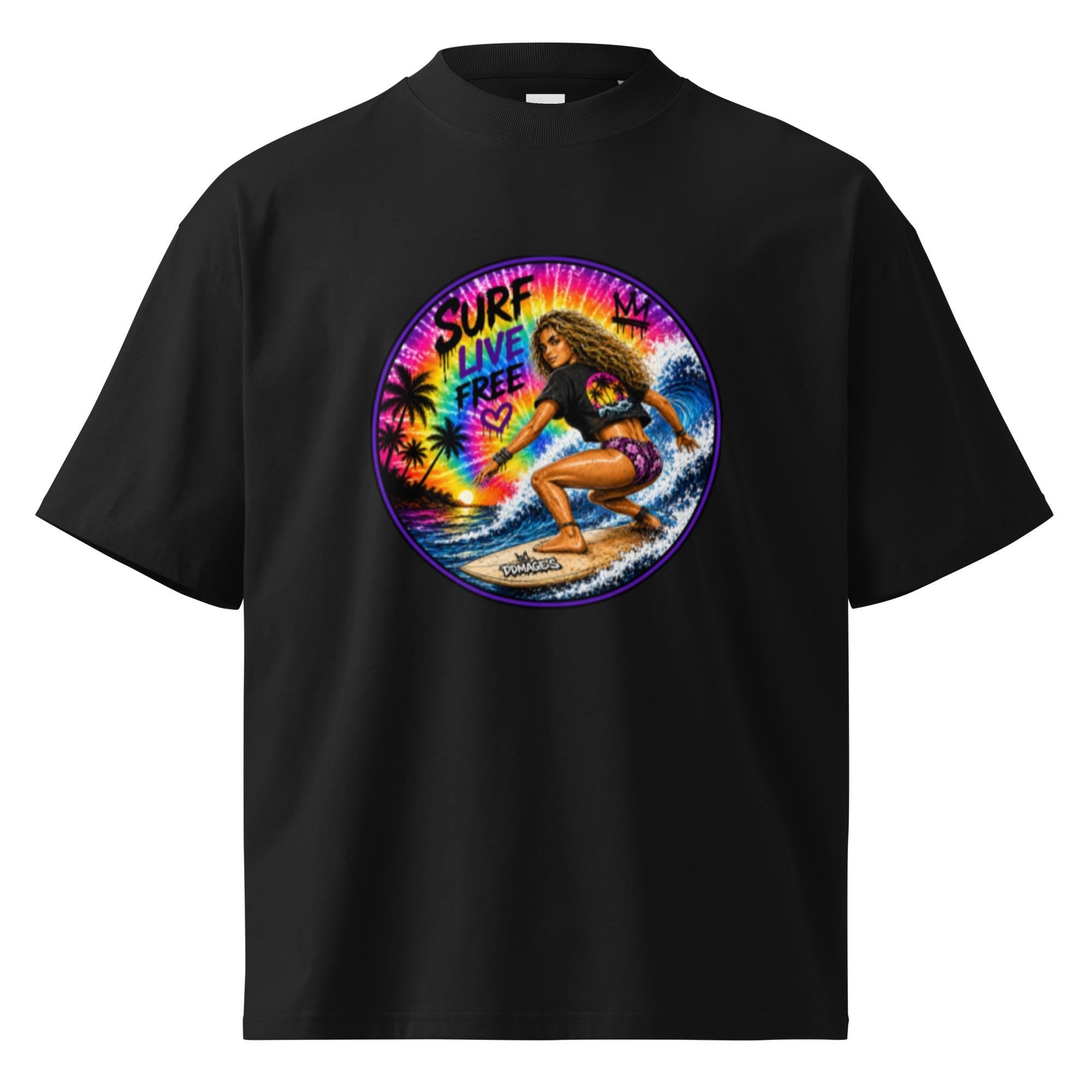 DDMaGee's Surfer Girl Unisex organic oversized high neck t-shirt
