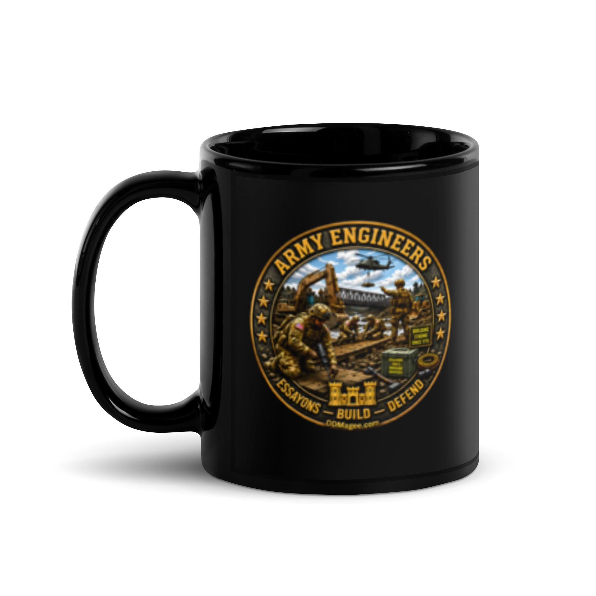 Army Engineers Black Glossy Mug