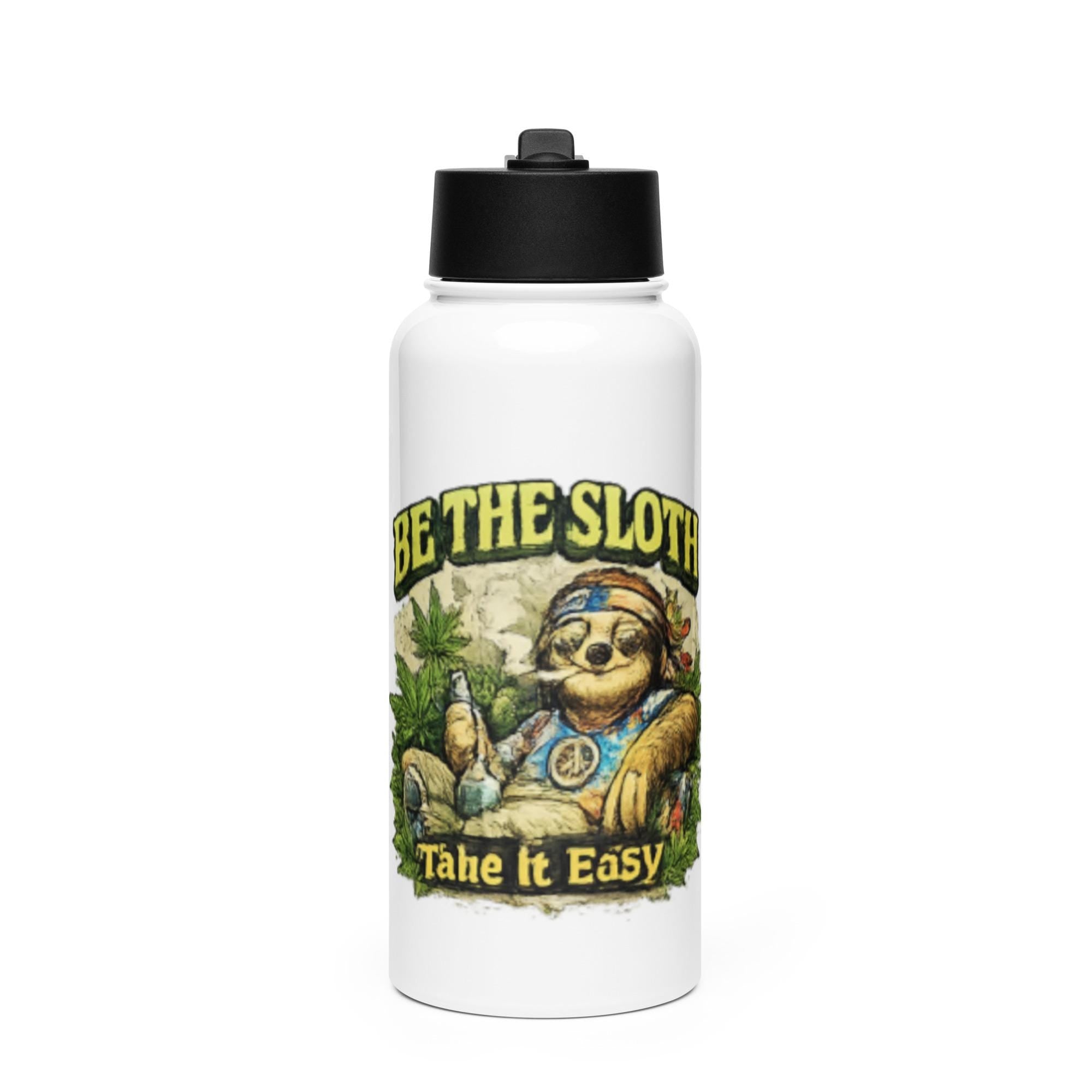 Be The Sloth Take It Easy Stainless steel water bottle with a straw lid
