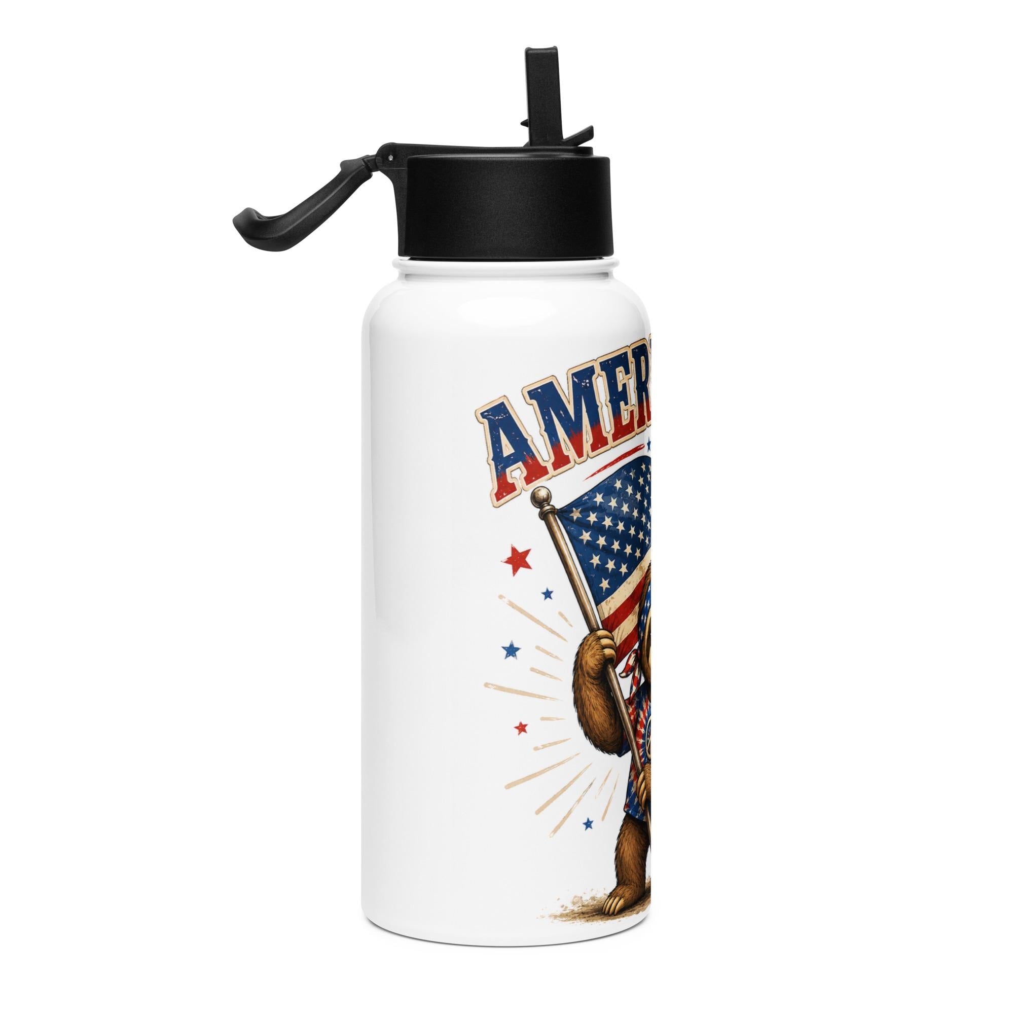 Sloth America 250 Stainless steel water bottle with a straw lid