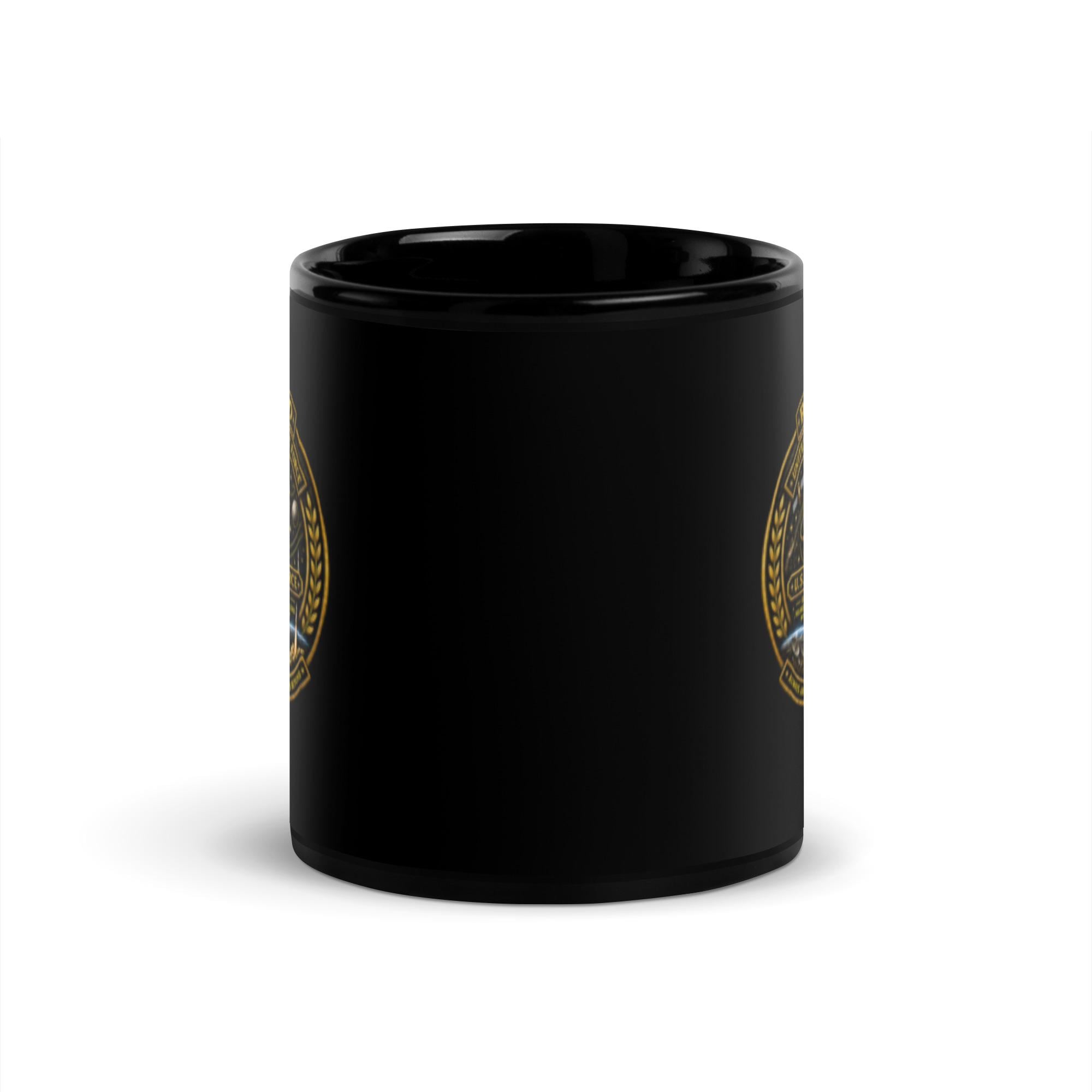 Retired US Space Force Black Glossy Mug