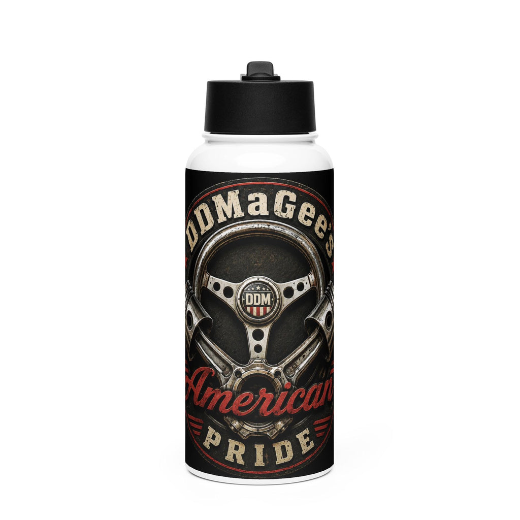 DDMaGee's American Pride Stainless steel water bottle with a straw lid