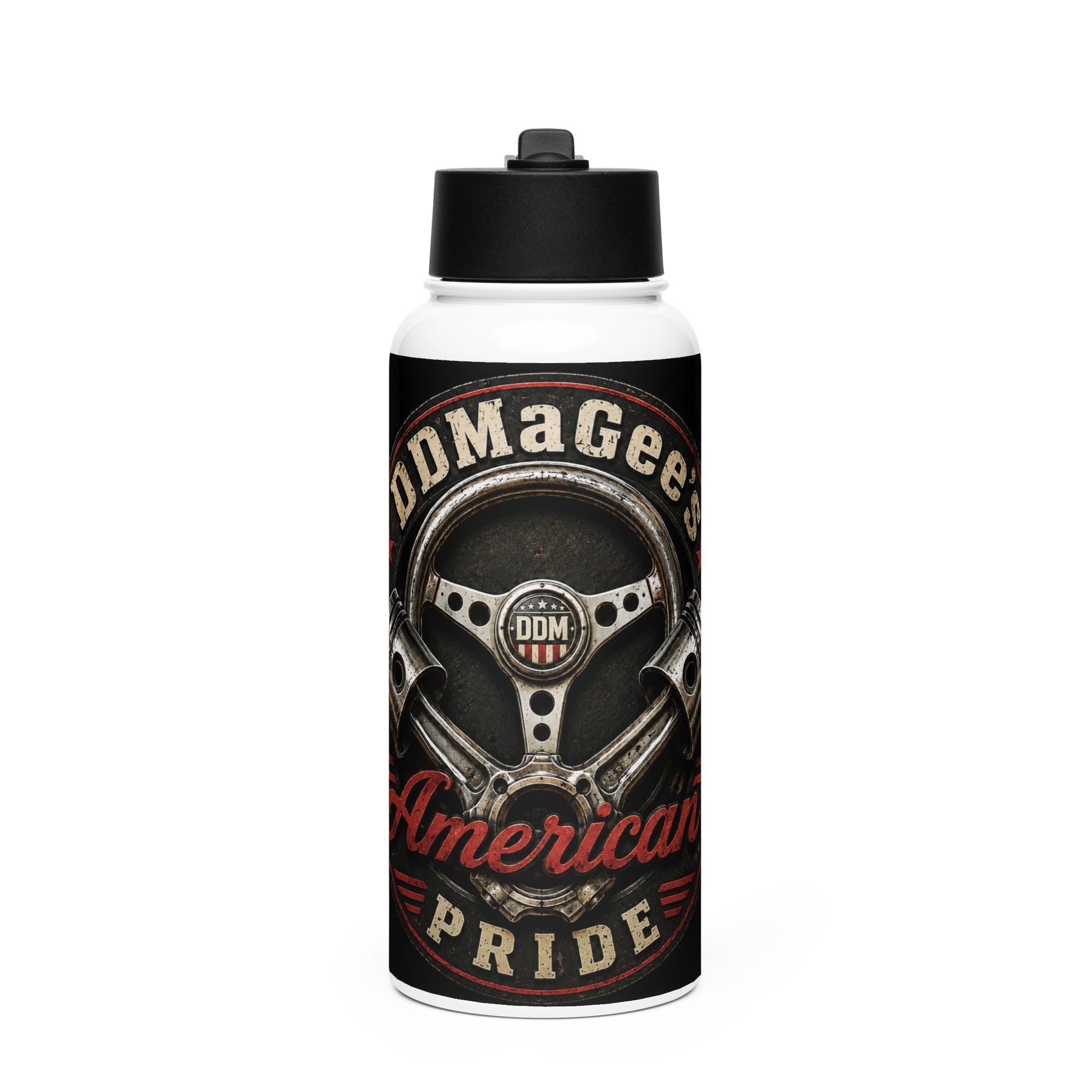 DDMaGee's American Pride Stainless steel water bottle with a straw lid