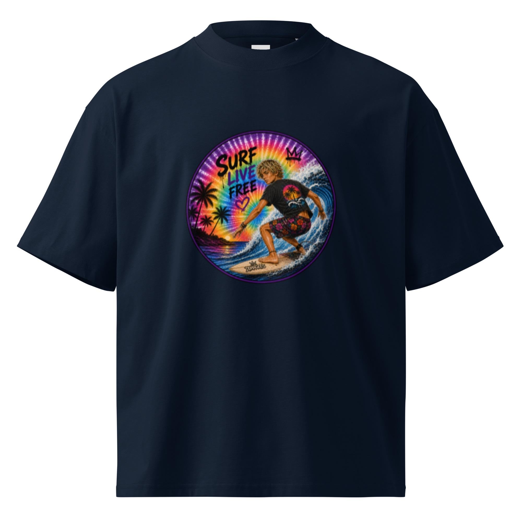 DDMaGee's Surfer Dude Unisex organic oversized high neck t-shirt