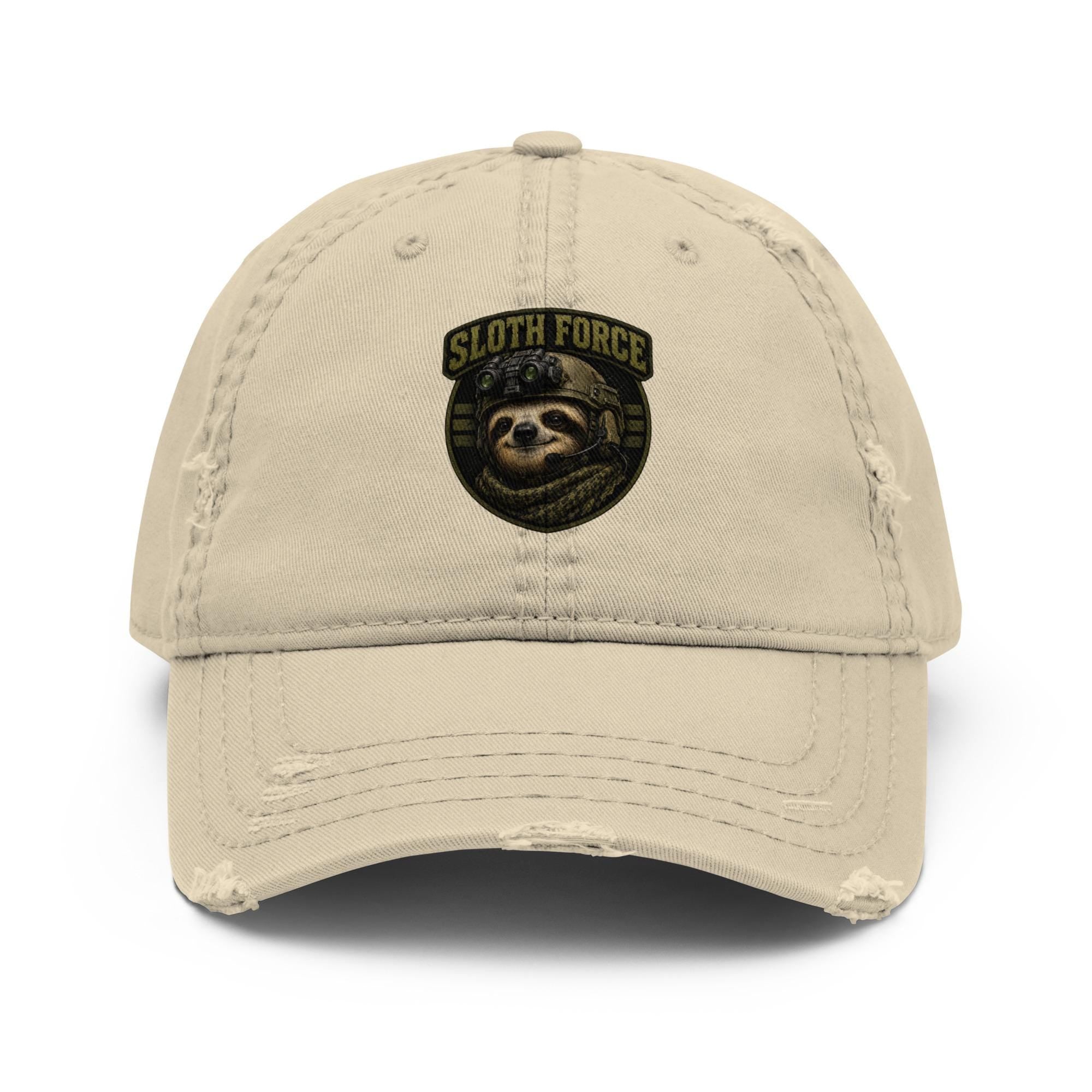 Sloth Force Distressed Dad Hat