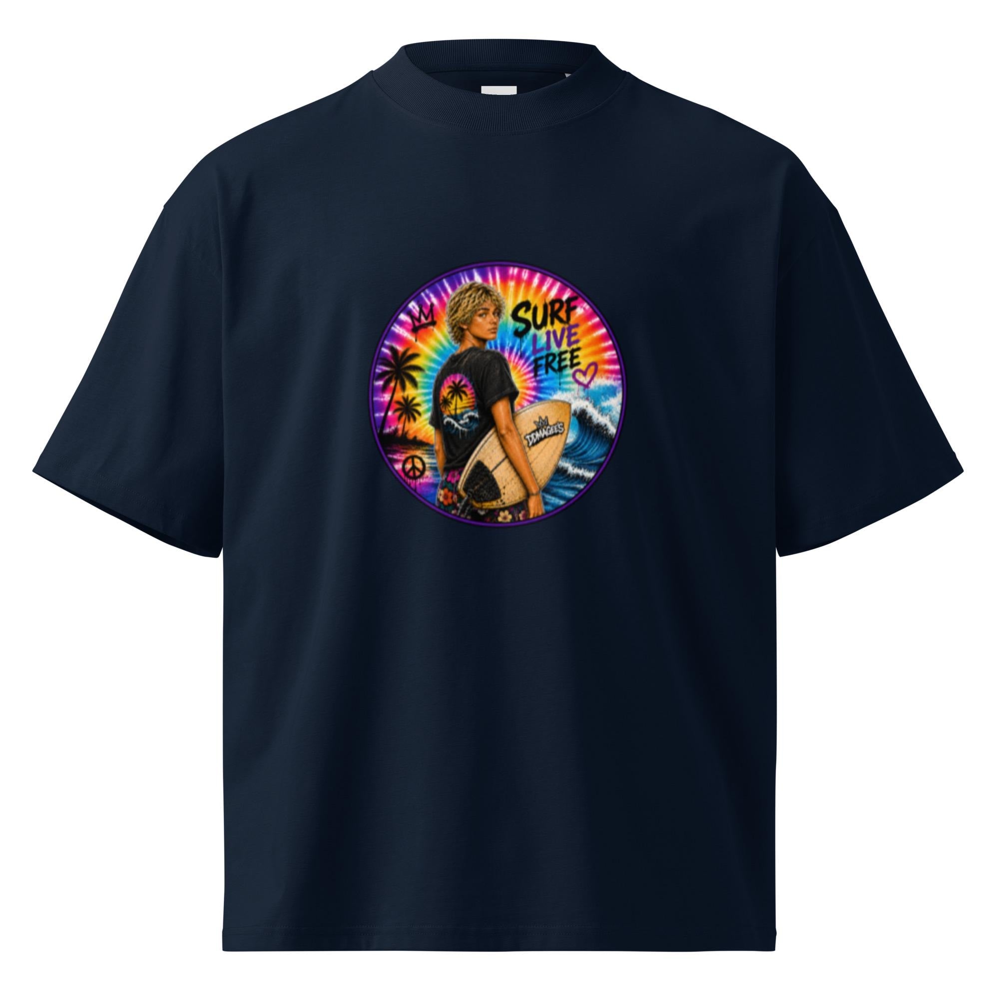 DDMaGee's Surfer Dude Unisex organic oversized high neck t-shirt